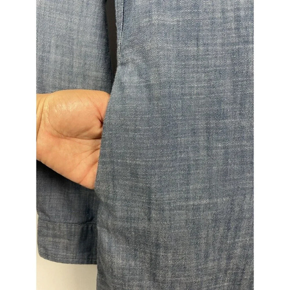 Marine Layer Farah Blue Chambray Long Sleeve Button Up Collared Shirt Dress Sz M - Picture 3 of 6